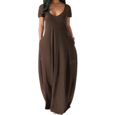 Shein Sweatpants - Women Clothing Shein Lune Short Sleeve Dress With Hidden Pocket