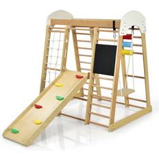 Outdoor Toys Costway 8-in-1 Wooden Climber with Slide & Swing