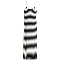 H&M Ribbed Maxi Dress - Cream/Striped