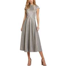 Mac Duggal Short Dresses Mac Duggal Womens Metallic Cap Sleeves Midi Dress
