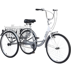 Tricycle Bikes Knus Tricycle Trikes 3-Wheel Bikes 26 Inch Wheels Cruiser Bicycles with Large Shopping Basket for Women and Men - Grey Unisex
