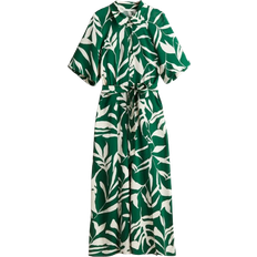Hemdkragen Kleider H&M Tie Belt Shirt Dress - Green/Patterned
