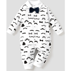 Patpat Children's Clothing Patpat 100% Cotton Moustache Pattern Bow Tie Decor Long-sleeve Baby Jumpsuit