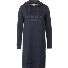 Damen - Kurze Kleider Bekleidung Cecil Front Print Hoodie Dress - Night Sky Blue