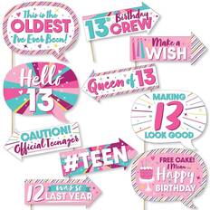 Big Dot of Happiness Photoprops Funny Girl 13th Birthday 10-pack