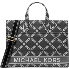Women Bags Michael Kors Gigi Large Empire Logo Jacquard Tote Bag - Black/White