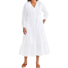 Style & Co Women's Cotton Eyelet Tiered Midi Dress - Bright White