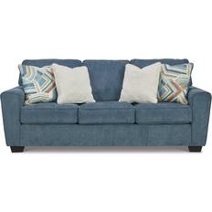 Blue Sofas Signature Design by Ashley Square Arm Blue 87" 3 Seater