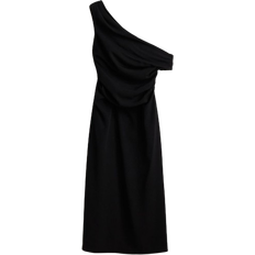 Midikleider H&M Draped One Shoulder Dress - Black
