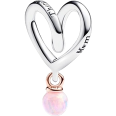 Opal Jewelry Pandora Two Tone Wrapped Heart Charm - Silver/Rose Gold/Pink
