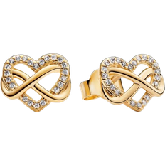 Gold - Silver Earrings Pandora Sparkling Infinity Heart Stud Earrings - Gold/Transparent