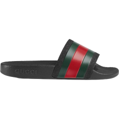 Gucci Kid's Rubber Slides with Web - Black/Green