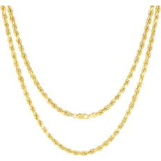 Nuragold Rope Chain Diamond Cut Necklace - Gold