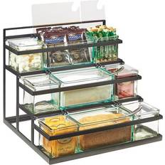 Glass Kitchenware Cal-Mil 3603-13 3-Step Black Coffee Condiment Station With 9 Glass Jars