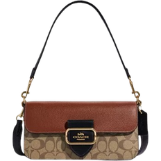 Brown - Leather Handbags Coach Morgan Shoulder Bag In Colorblock Signature Canvas - Gold/Khaki Multi