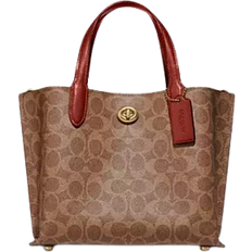 Brown - Leather Handbags Coach Willow Tote Bag 24 In Signature Canvas - Signature Coated Canvas/Brass/Tan/Rust
