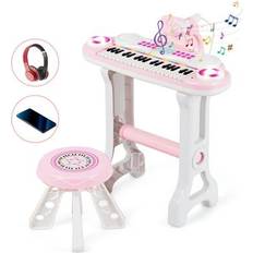 Costway Musical Toys Costway 37-key Kids Electronic Piano Keyboard Playset-Pink