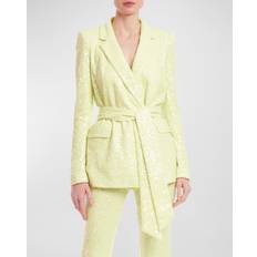 Women - Yellow Coats Badgley Mischka Tie-Waist Sequin Wrap Jacket
