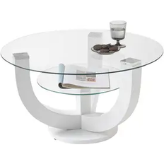 Glas Möbel Denver High Gloss Lacquered White/Clear Couchtisch 80cm