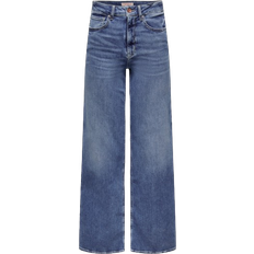 Damen - Elastan/Lycra/Spandex Hosen & Shorts Only Madison Blush Wide Jeans - Medium Blue Denim