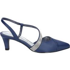 Blue - Women Shoes Easy Street Emerald - Navy Satin