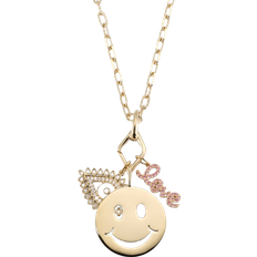 Sydney Evan Love Happiness & Protection Necklace - Gold/White/Sapphire/Diamonds