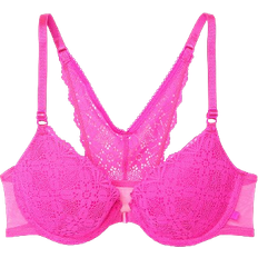 Victoria's Secret Sexy Tee Lightly Lined Front Close Lace Demi Bra - Neon Pink