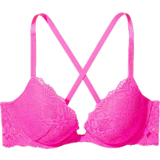 Victoria's Secret Sexy Tee Push Up Front Close Lace Bra - Neon Pink