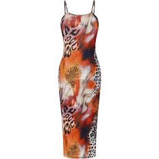 Shein SXY Animal Print Spliced Slim Fit Sleeveless Dress