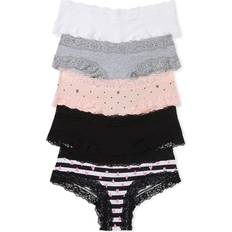 Victoria's Secret Lace Waist Cotton Cheeky Panties 5-pack - Purest Pink Mix