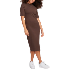 Nike Midi Dresses Nike Sportswear Essential Tight Midi Dress Baroque Brown/Sail