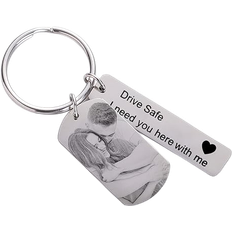 Drive Safe I Need You Here With Me Keychain - Silver