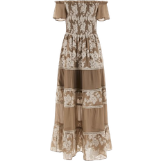 Guess Long Dresses Guess Embroidered Long Dress - Beige