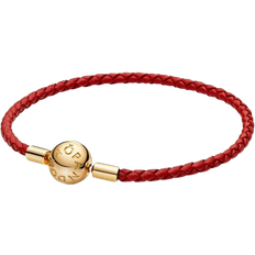 Pandora Moments Woven Leather Bracelet - Gold/Red