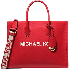 Michael Kors Mirella Medium Pebbled Leather Tote Bag - Bright Red