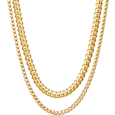 Silver Necklaces Jaxxon Cuban Franco Chain Stack - Gold
