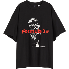 H&M Oversized Printed T-shirt - Black/Formula 1