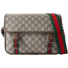 Gucci Handbags Gucci Supreme Trimmed Monogrammed Messenger Bag - Beige