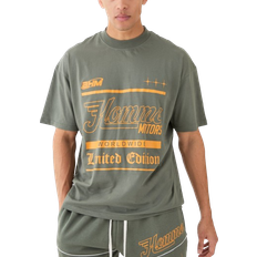 boohooMAN Oversized Extended Homme Limited Text Graphic T-shirt - Khaki