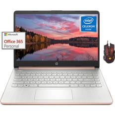 HP 14-inch Essential Laptop Computer - 1-Y Office 365, Intel Quad-Core Processor, 16GB RAM, 64G eMMC+256G SD Card, Ultra Thin Long Battery Life Notebook for Student & Business, Webcam, Win11 S + Mouse