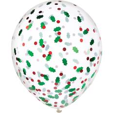 Balloons Amscan Latex Balloons Christmas Holly Berry Confetti-Filled Transparent 18-pack