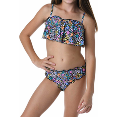 Girls Bikinis Children's Clothing Hobie Kid's Dainty Ruffle Swim Bikini Set - Black Petals