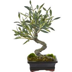 Decorative Items Nearly Natural Mini Olive Bonsai Tree Green