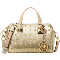 Gold Bags Michael Kors Grayson Small Studded Metallic Leather Duffel Crossbody Bag - Pale Gold