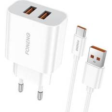 Mobilrengjøring Foneng Fast charger 2x USB EU45 USB Type C cable