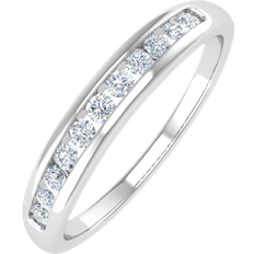 Finerock Channel Set Round Wedding Band Ring - White Gold/Diamond