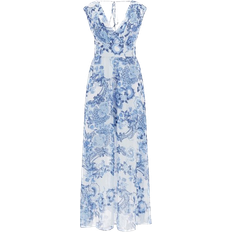 M Kjoler Guess All Over Floral Print Dress - Floral Blue