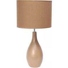 Lighting Simple Designs Oval Bowling Pin Base Brown Table Lamp 18.1"