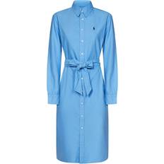 Baumwolle Kleider Polo Ralph Lauren Belted Cotton Oxford Shirt Dress - Light Blue