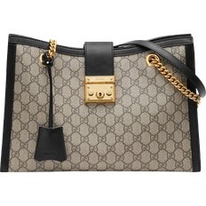 Suede Handbags Gucci Padlock Medium Shoulder Bag - Beige/Ebony